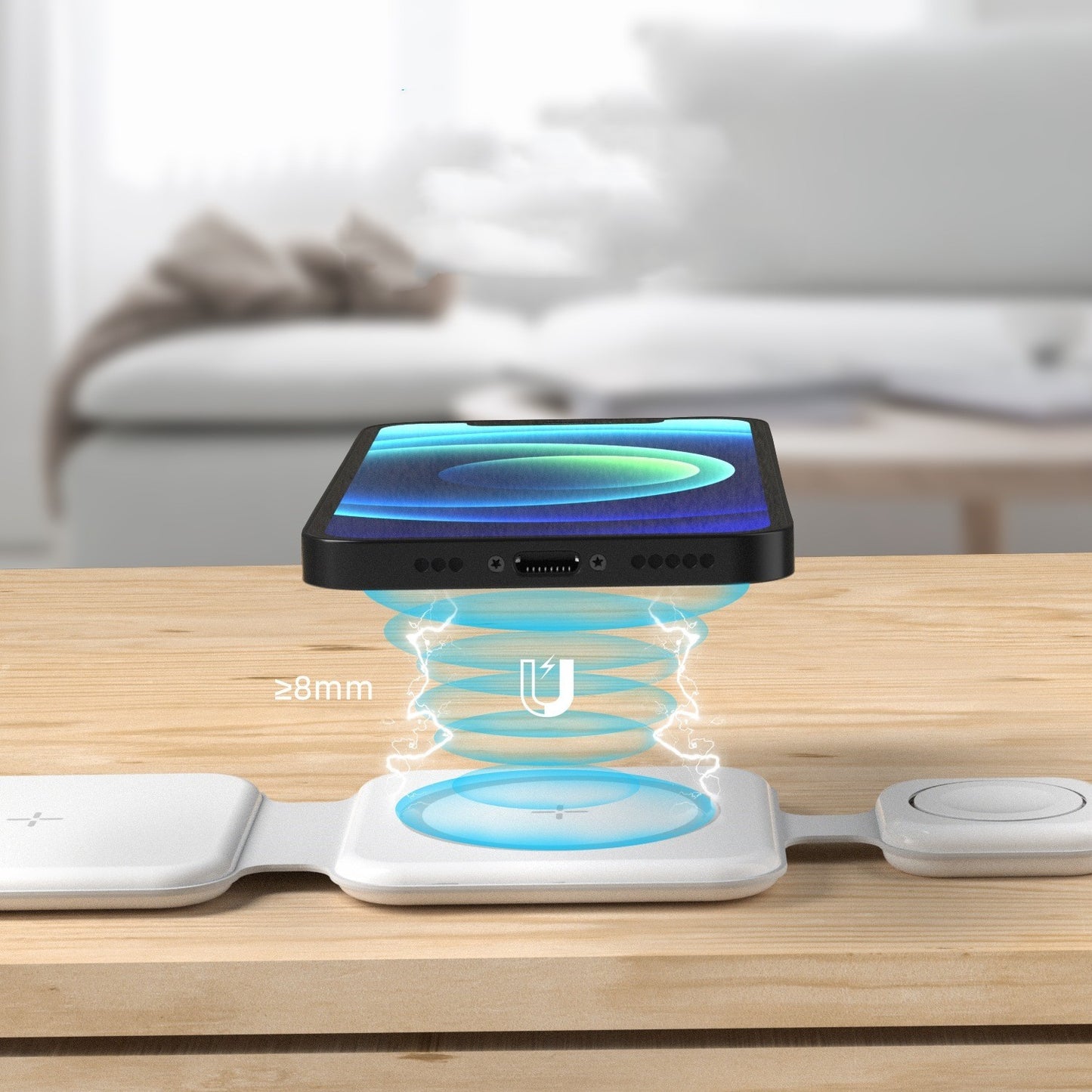 3-in-1 Magnetic Foldable Wireless Charging Station – Multi-Device Charger