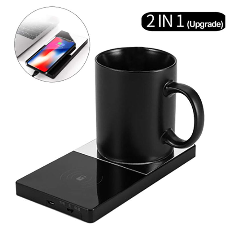 2-in-1 Mug Warmer & Wireless Charger – Stay Powered & Warm!