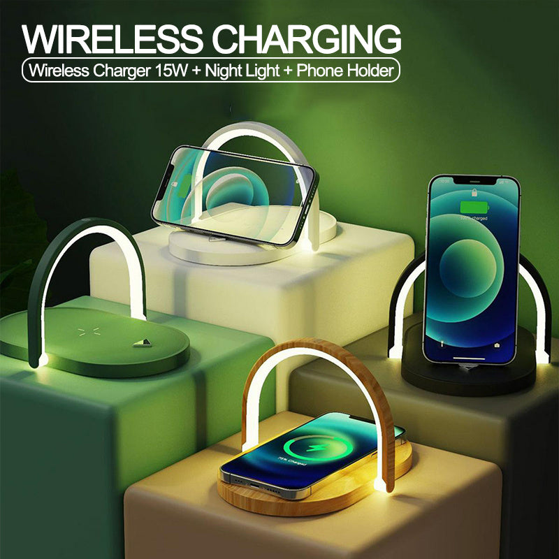 3-in-1 Foldable Wireless Charger & Night Light – Stonego LED Table Lamp